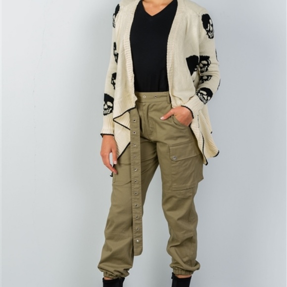 CREAM & BLACK SKULL KNITTING TUNIC CARDIGAN - Picture 3 of 6